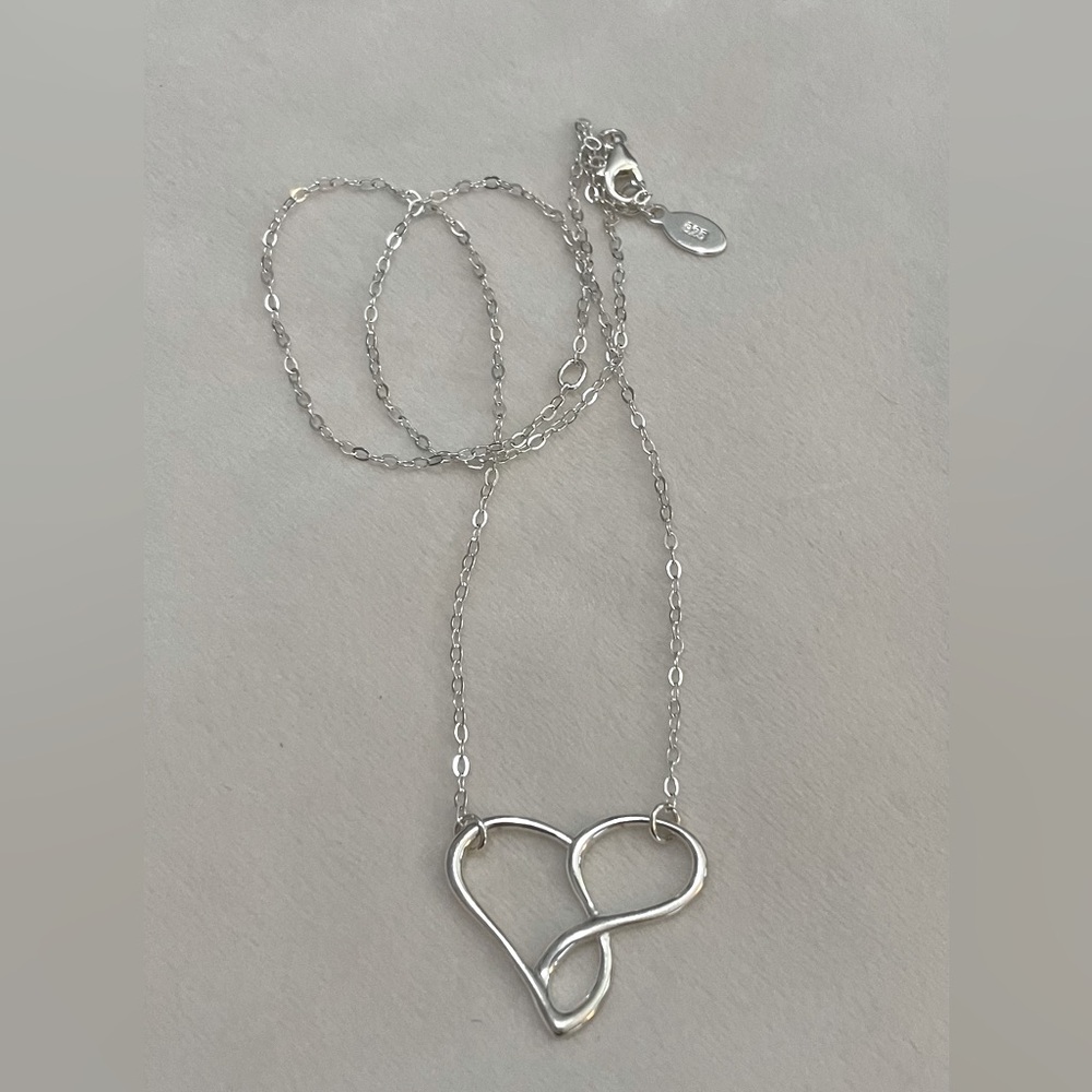 Sterling Silver Heart Infinity Necklace